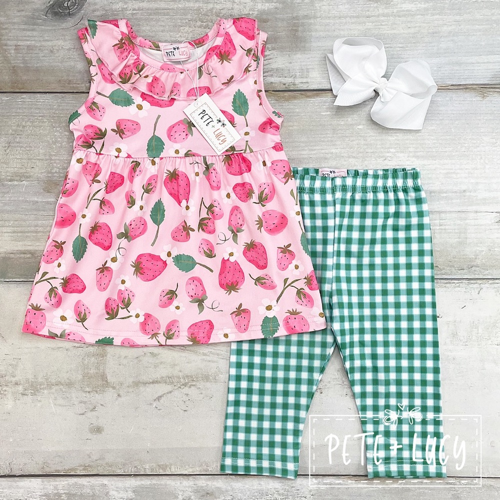 Pete +Lucy Strawberry Picnic Capri Set